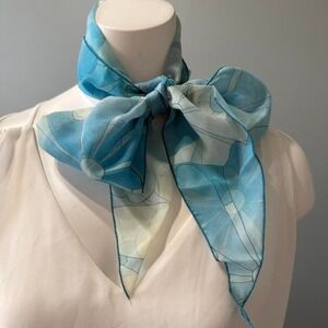 Vintage sheer blue floral scarf